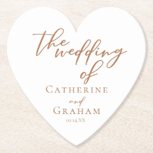 Sienna Brown Typografie Minimalistische bruiloft h Kartonnen Onderzetters