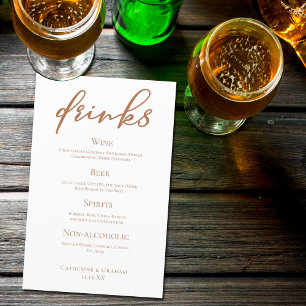 Sienna Brown Typographie Simple Mariage Bar Menu