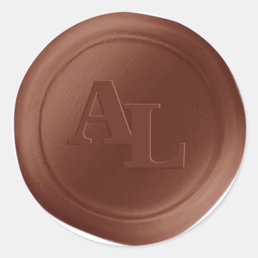 Sienna Brown Wax Seal Monogram Bruiloft Stickers (Voorkant)