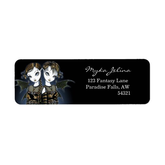 "Sienna & Celeste" Dragon Twin Fairies Art Labels (Voorkant)