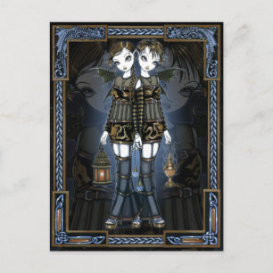 Sienna & Celeste Gothic Dragon Twins Fae Briefkaar Briefkaart