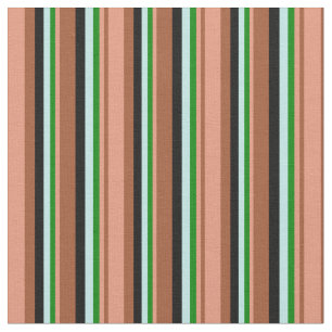 Sienna, Dark Salmon, Green, Turquoise en Black Stof