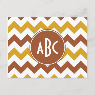 Sienna en Goldenrod Zigzag Monogram Briefkaart