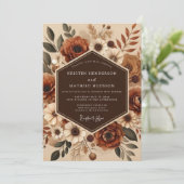 Sienna Floral Autumn Romance Wedding Kaart (Staand voorkant)