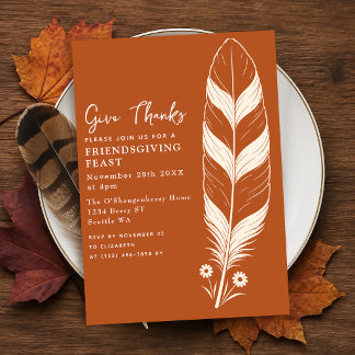 Sienna Minimalistische Veer Thanksgiving Dinner Kaart