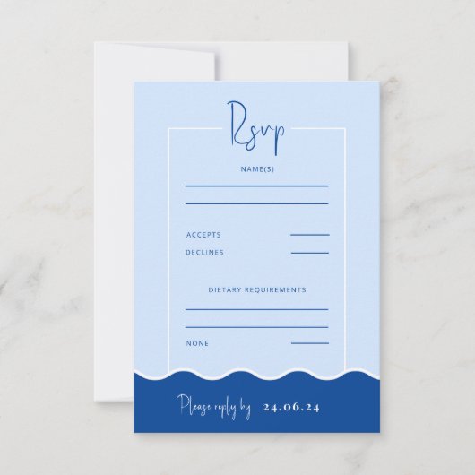 SIENNA Modern Blue Destination RSVP Response Kaart (Voorkant)