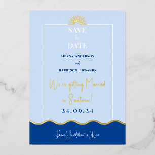 SIENNA Modern Destination Gold Foil Save the Date Folie Uitnodiging
