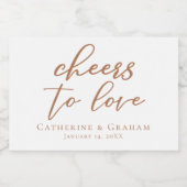 Sienna Script Bruiloft Proost op Liefde Custom Min Sparkling Wijnetiket (Enkel label)