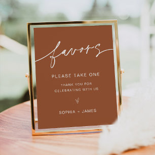 SIENNA Wedding Favors Sign - Terracotta Bohemian Poster