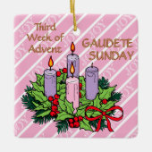 Sieraad #3 van 4: 3e week van Advent (VREUGDE) Keramisch Ornament (Voorkant)