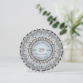 Sieradelijke jubileum diamanten monogram kaart (Staand voorkant)