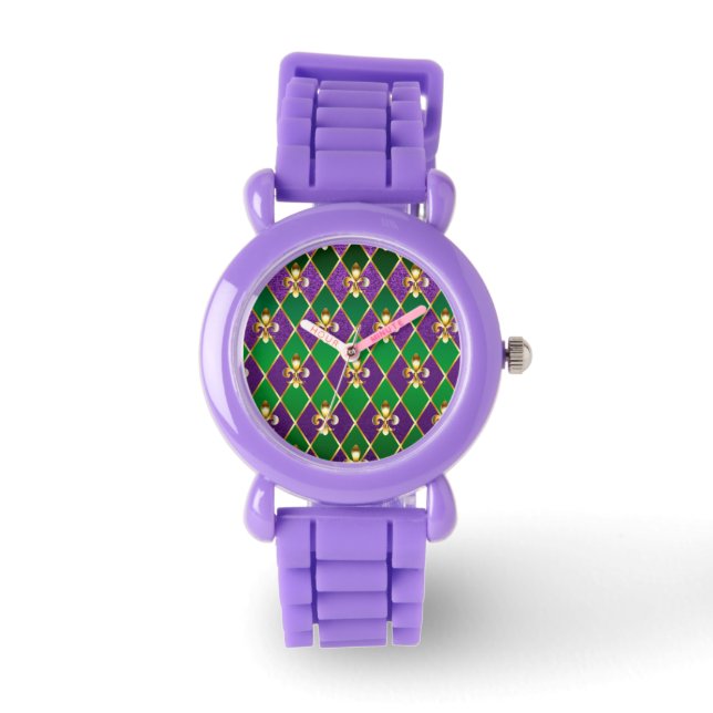 Sieraden Achtergrond Mardi Gras Horloge (Voorkant)