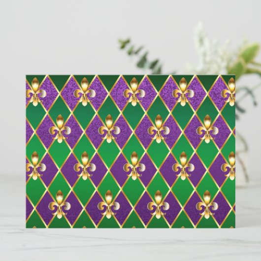 Sieraden Achtergrond Mardi Gras Kaart (Staand voorkant)