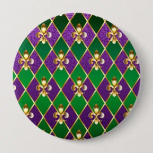 Sieraden Achtergrond Mardi Gras Ronde Button 4,0 Cm
