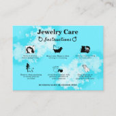 Sieraden Care Guide Modern Schattige Blauw Bloemen Informatiekaartje (Voorkant)