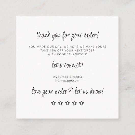 Sieraden Care Instructies Business Dank u kaart (Achterkant)