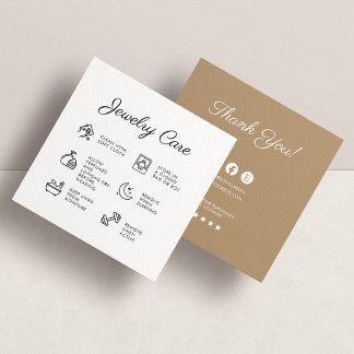 Sieraden Care Instructies Business Dank u kaart