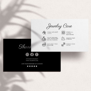 Sieraden Care Instructies Business Dank u kaart