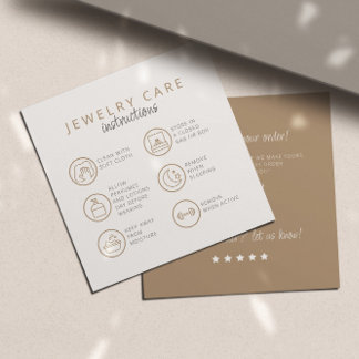 Sieraden Care Instructies Neutraal Beige Dank u Informatiekaartje