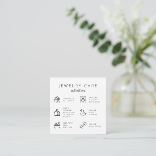 Sieraden Care Instructies Zwart Wit Dank u Informatiekaartje (Staand voorkant)