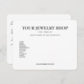 Sieraden Certificaat van echtheid Sjabloon (Voorkant / Achterkant)