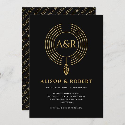 Sieraden geïnspireerd lijst, blad en initialen bru kaart (Voorkant / Achterkant)