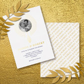 Sieraden geïnspireerd lijst en foto wit bruiloft folie uitnodiging