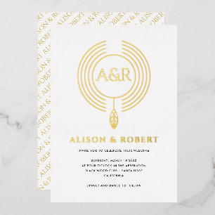 Sieraden geïnspireerd lijst met initialen witte br folie uitnodiging