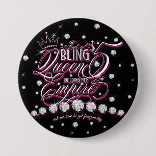 Sieraden Glitter Bling Koningin Knoppen Ronde Button 7,6 Cm