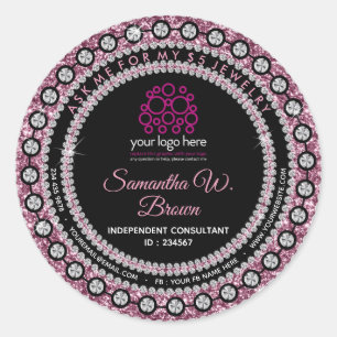 Sieraden Glitter Roze Ronde Sticker