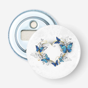 Sieraden Hart met Vlinders Morpho Button Flesopener