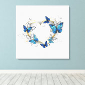 Sieraden Hart met Vlinders Morpho Canvas Afdruk (Insitu (Houten vloer))