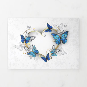 Sieraden Hart met Vlinders Morpho Drieluik Wenskaart
