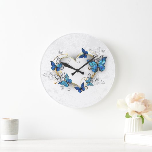 Sieraden Hart met Vlinders Morpho Grote Klok (Huis)