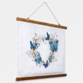 Sieraden Hart met Vlinders Morpho Hangend Wandkleed (Gebogen)