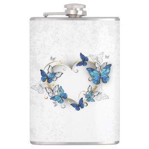 Sieraden Hart met Vlinders Morpho Heupfles
