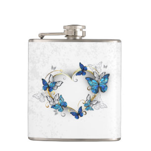 Sieraden Hart met Vlinders Morpho Heupfles