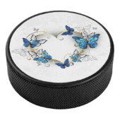 Sieraden Hart met Vlinders Morpho Hockey Puck (3/4)