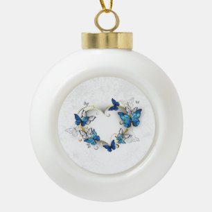 Sieraden Hart met Vlinders Morpho Keramische Bal Ornament