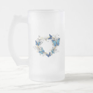 Sieraden Hart met Vlinders Morpho Matglas Bierpul