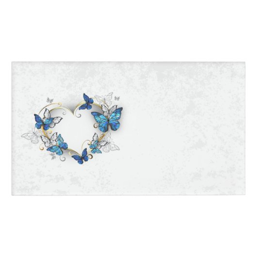 Sieraden Hart met Vlinders Morpho Naambadge (Voorkant)