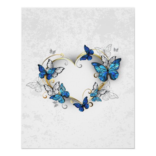 Sieraden Hart met Vlinders Morpho Perfect Poster (Voorkant)