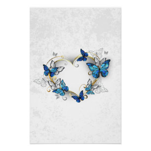 Sieraden Hart met Vlinders Morpho Perfect Poster