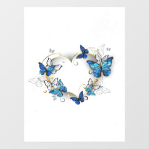 Sieraden Hart met Vlinders Morpho Raamsticker