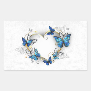 Sieraden Hart met Vlinders Morpho Rechthoekige Sticker