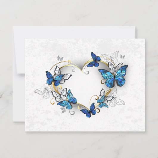Sieraden Hart met Vlinders Morpho Save The Date (Voorkant)