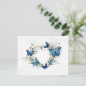 Sieraden Hart met Vlinders Morpho Save The Date (Staand voorkant)