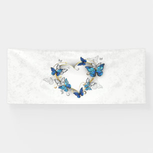 Sieraden Hart met Vlinders Morpho Spandoek