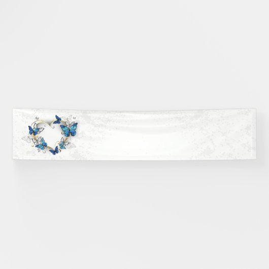 Sieraden Hart met Vlinders Morpho Spandoek (Horizontaal)