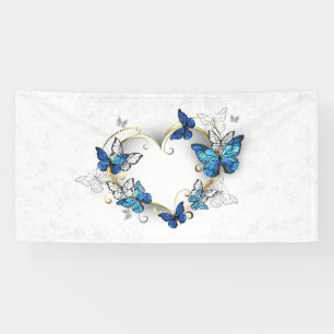 Sieraden Hart met Vlinders Morpho Spandoek